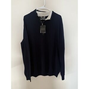 Ermenegildo Zegna Navy Blue Zip Up Sweater